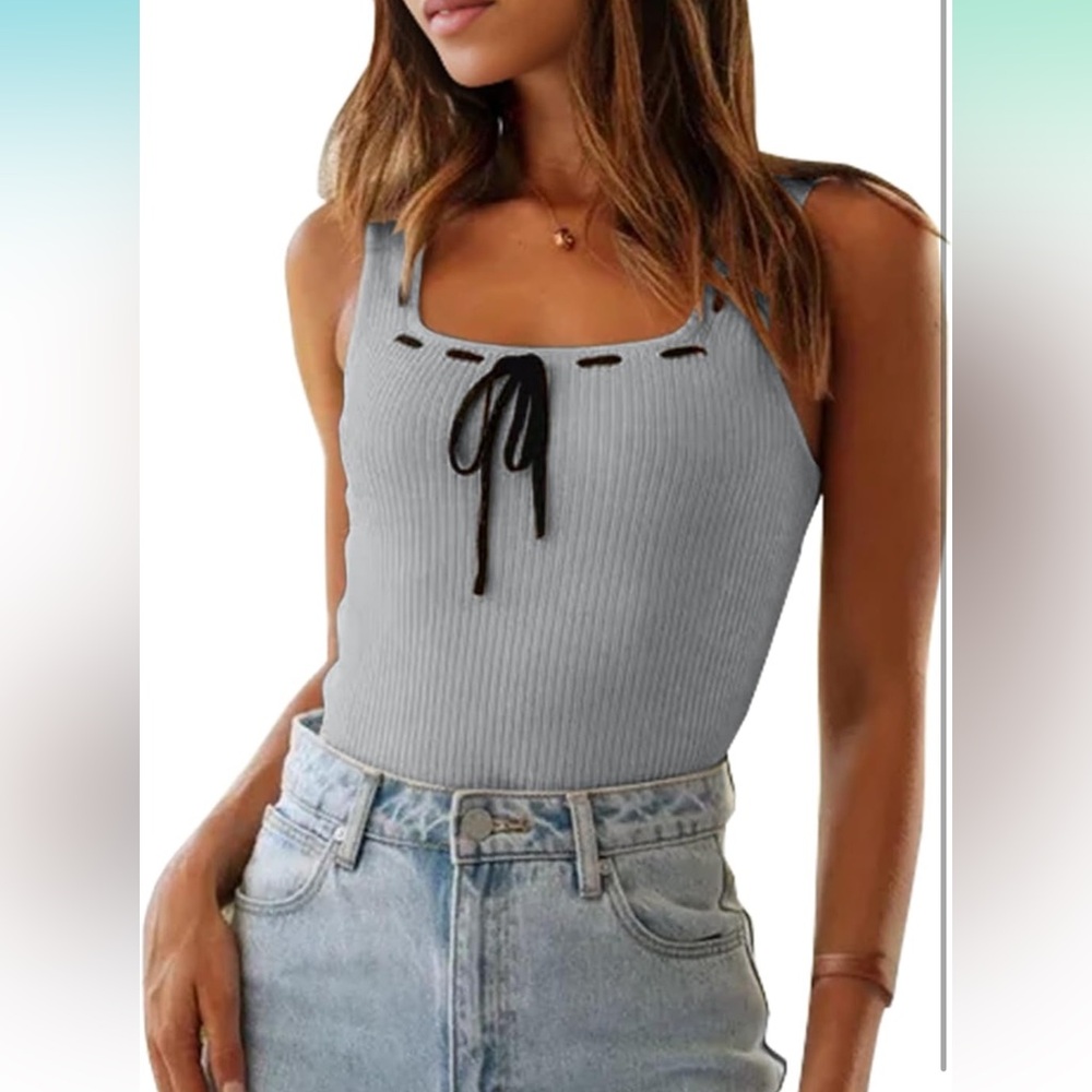Square Neck Ribbed Tank Top
